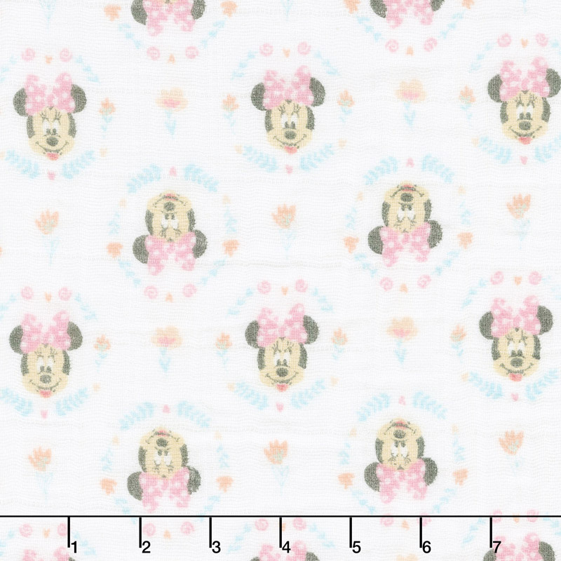Cotton Muslin Double Gauze - Minnie Wildflowers Pink Yardage