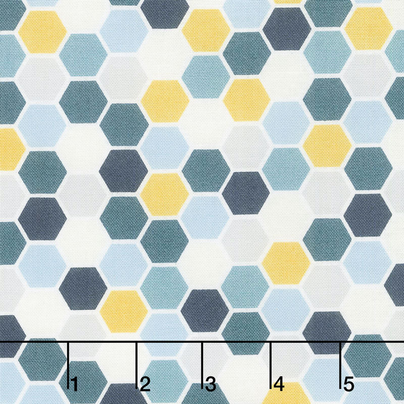Make Yourself at Home - Mini Hexagons Blue Sunshine Yardage