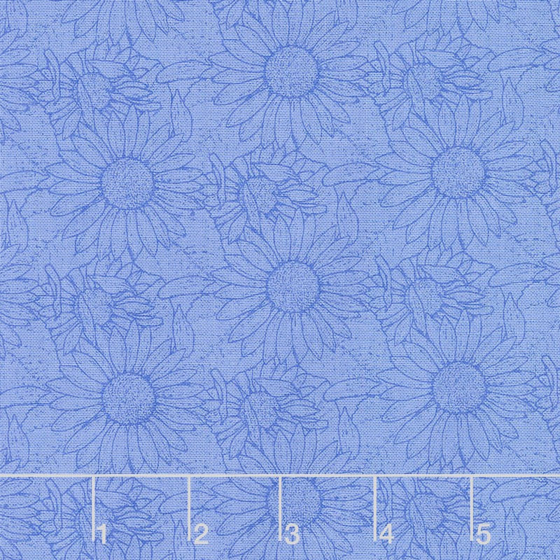 My Sunflower Garden - Outlined Sunflower Blue Yardage