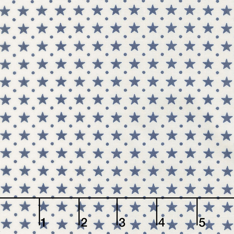 Star & Stripe Gatherings - Border Stars Ivory Blue Yardage