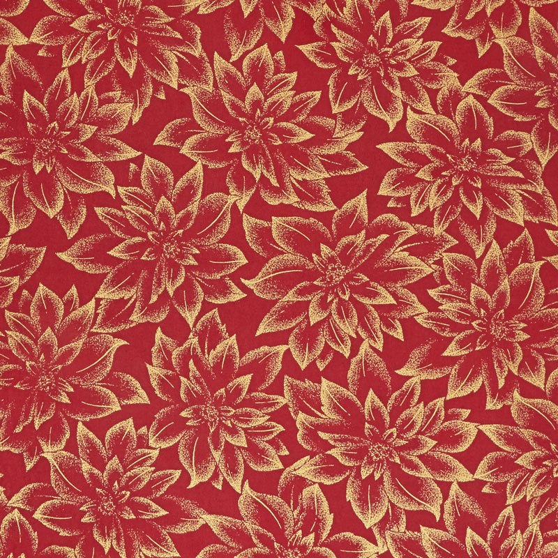 Holiday Flourish 12 - Flowers Red Metallic Yardage