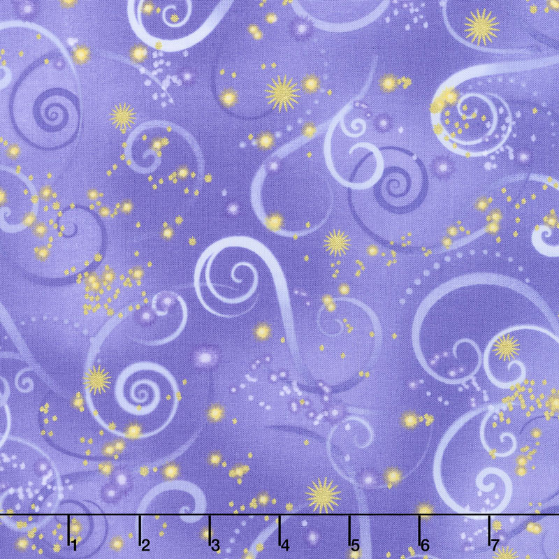 Dragonfly Dance - Purple Swirling Sky Medium Purple Metallic Yardage