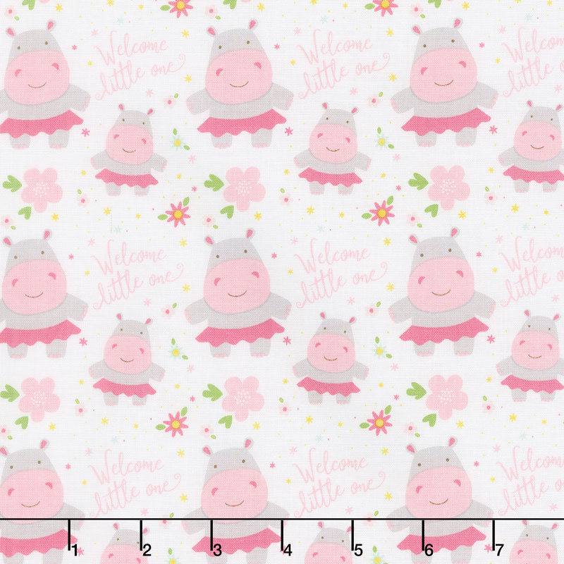 Sweet Baby Girl - Hippos White Yardage