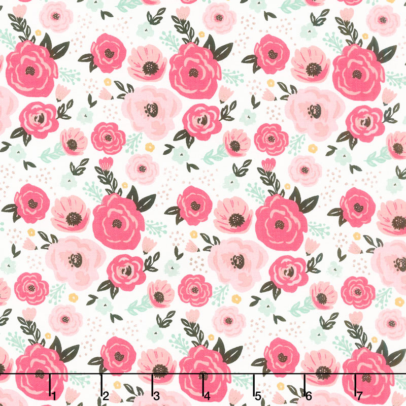 Glam Girl - Floral White Metallic Yardage