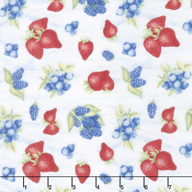Berry Sweet - Tossed Berries White Yardage