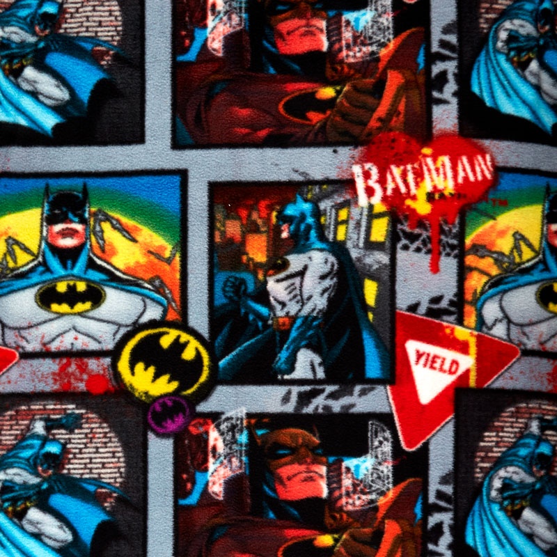 Fleece Licensed - Batman Yield Sign And Graffiti Multi Yardage