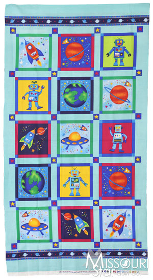 Rockets & Robots - Turquoise/Multi Panel