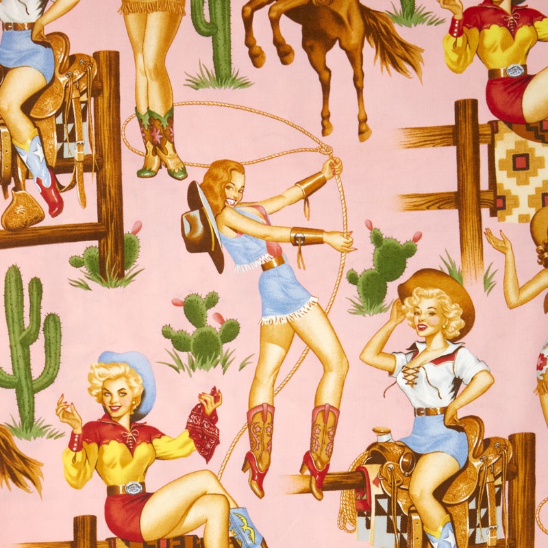Nicole's Prints - Back in the Saddle Pink Yardage