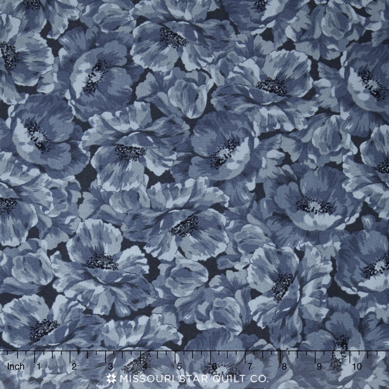 Poppies - Tonal Poppies Blue Yardage