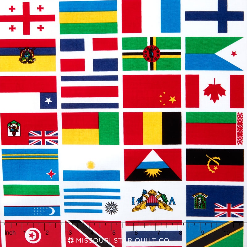 Our World - World Flag White Yardage