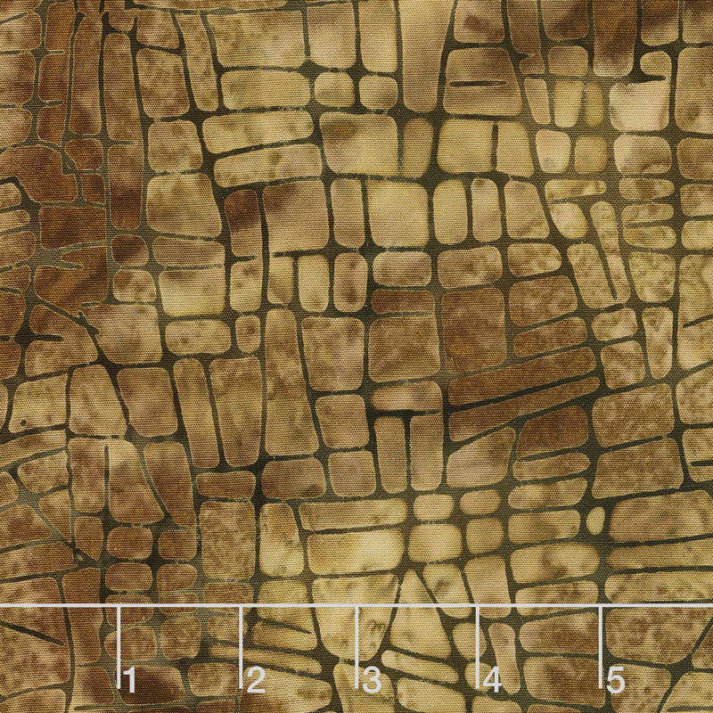 Geared Up Batiks - Mosaic Lines Acorn Yardage