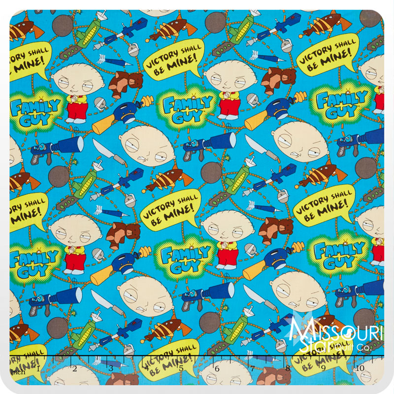 Family Guy - Toys of Destruction Blue Yardage