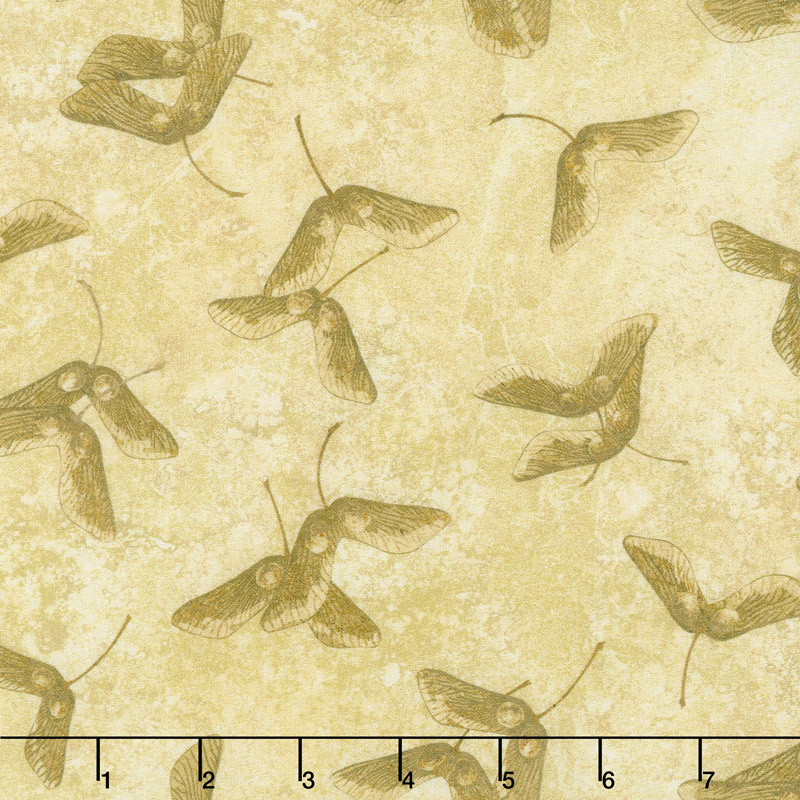 Stonehenge Maplewood - Tossed Maple Seeds Tan Yardage