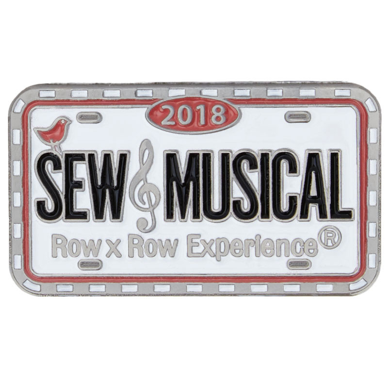 2018 Row by Row Sew Musical Souvenir License Plate Pin