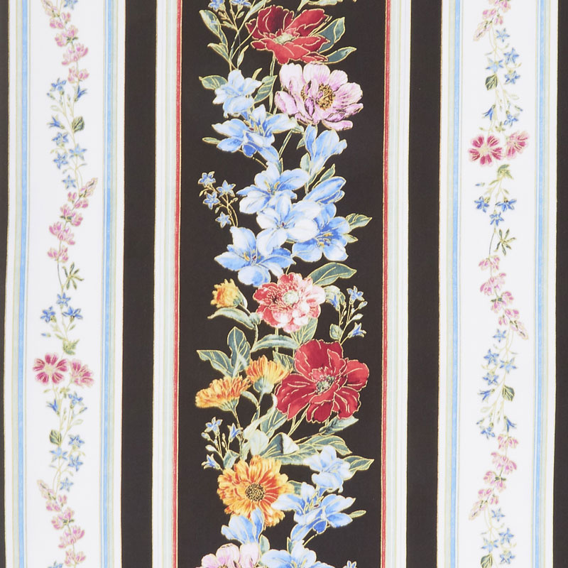Field of Dreams - Wild Flower Stripe Black Yardage