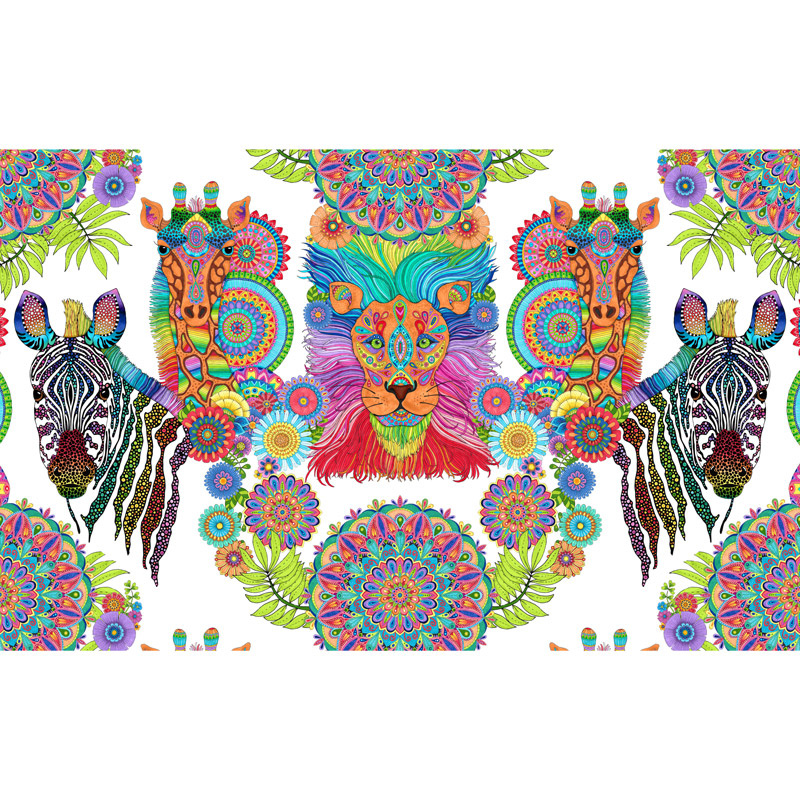 Safari, So Goodie - Large Animals Allover White Panel