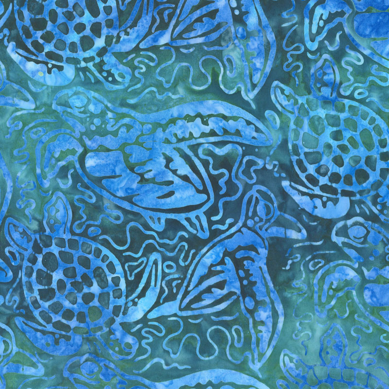 Artisan Batiks - Totally Tropical Turtles Teal Yardage