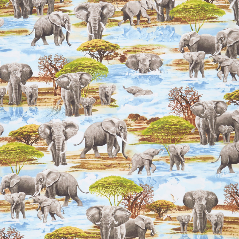 Animals - Elephants at the Watering Hole Water Yardage