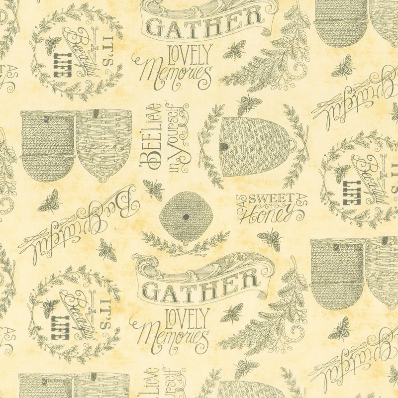 Bee Joyful - Sketchbook Page Parchment Yardage