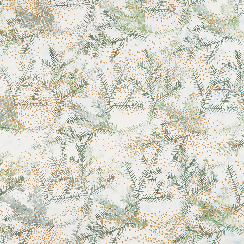 Artisan Batiks - Twilight Snowfall Pine Holiday Moss Metallic Yardage