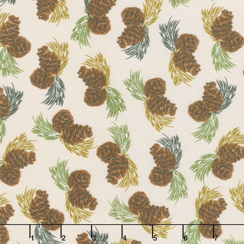 Home Sweet Cabin - Pinecones Khaki Yardage