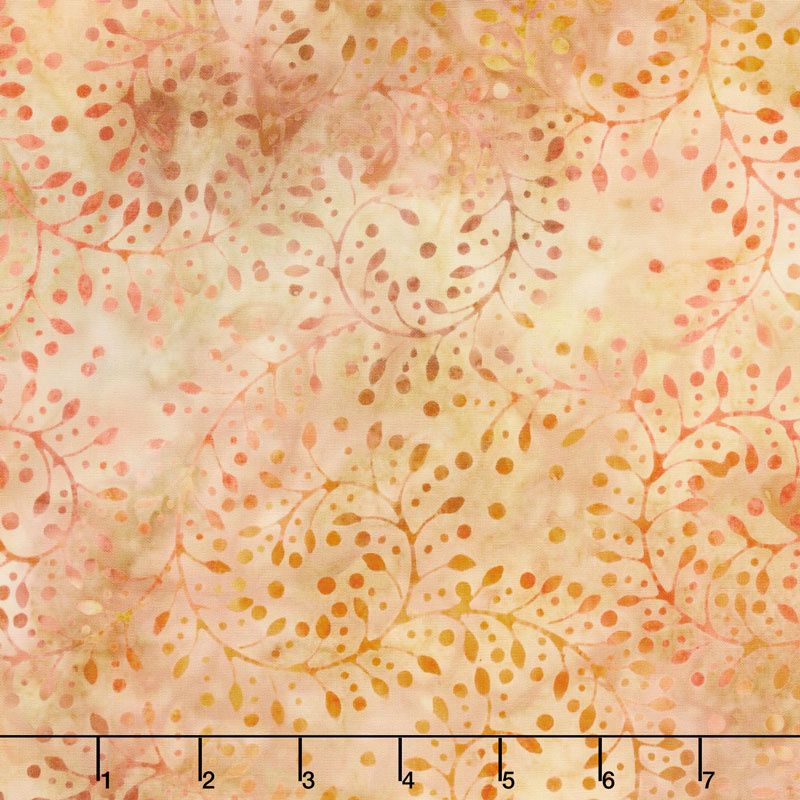 Golden State Batiks - Curling Leaves Orange Yardage