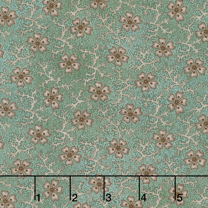 Shadows and Sunshine - Coral Flower Teal Yardage