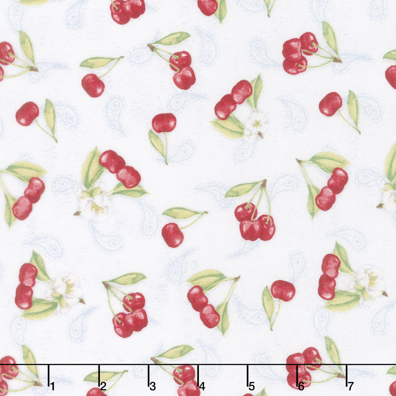 Berry Sweet - Tossed Cherries White Yardage