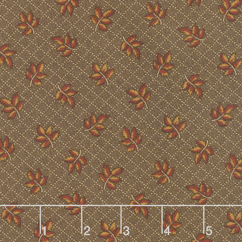 Hickory Road - Leaves Dark Brown Yardage
