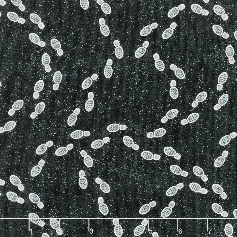 Ghostly Glow Town - Footprints Black Glow in the Dark Yardage