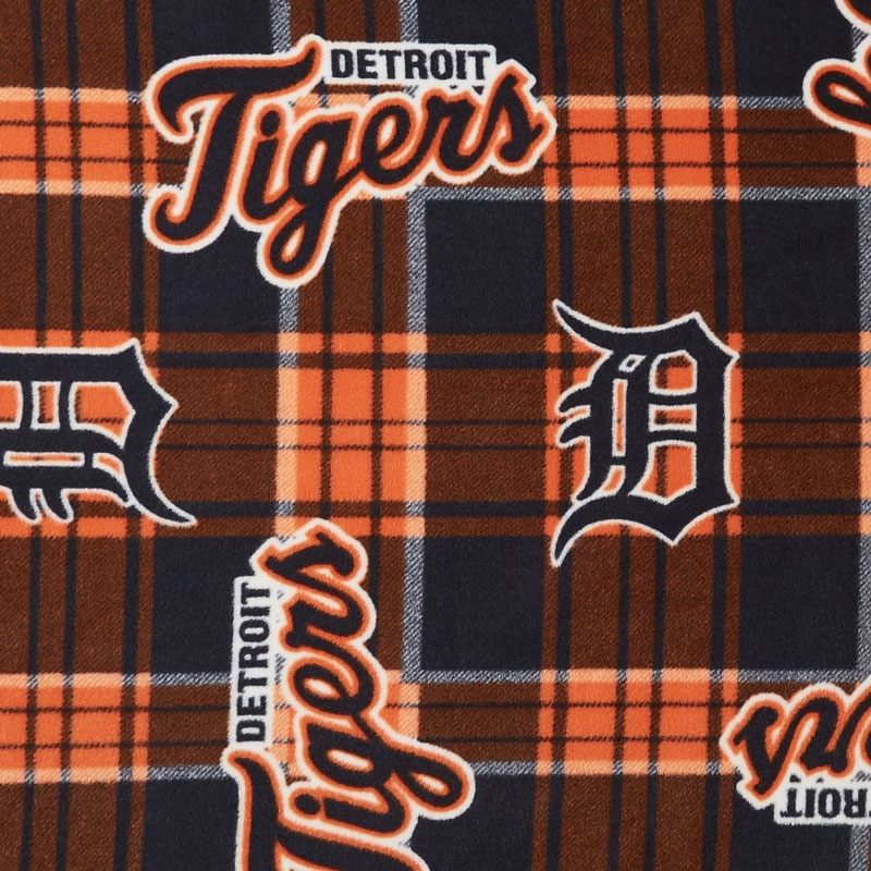 MLB Fleece - Detroit Tigers Blue/Orange Yardage