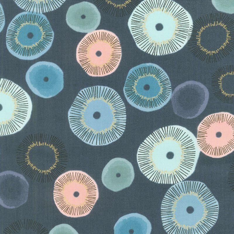 Day in Paris - Blooming Navy Metallic Yardage