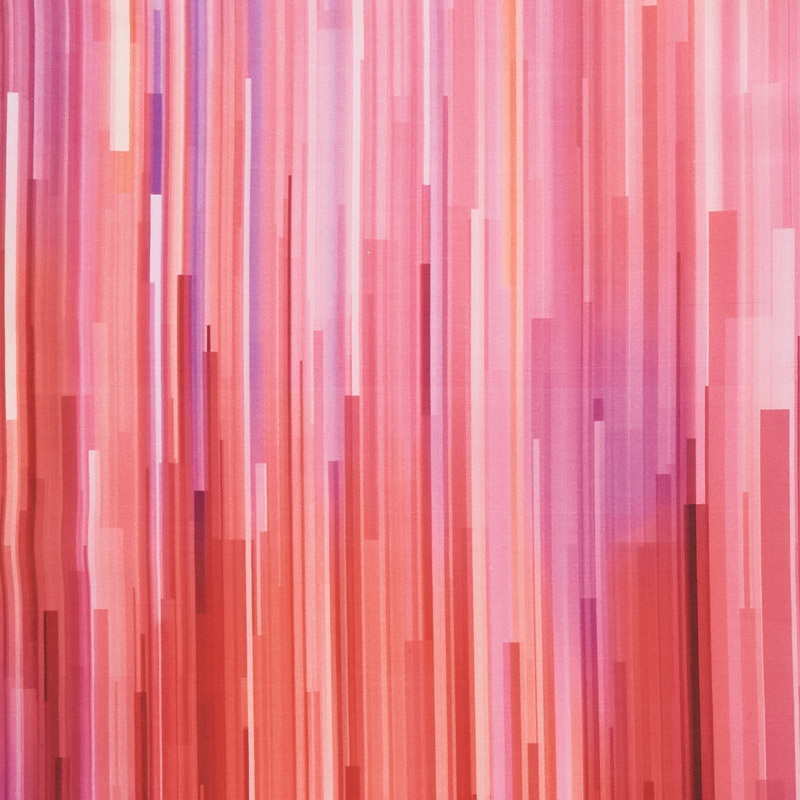 Gradients - Fragmented Stripe Reds & Pinks Digitally Printed Yardage