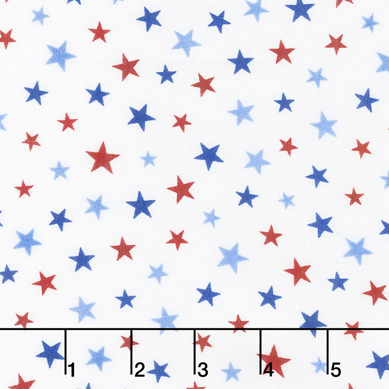 All Star Hockey - Multi Color Stars White Multi Yardage