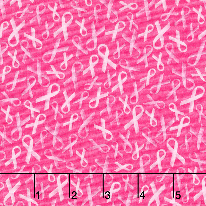 Love Pink - Pink Ribbons Fuchsia Yardage