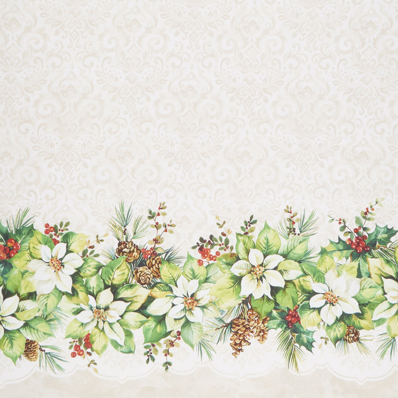Deck the Halls - Full Width Border Cream Yardage