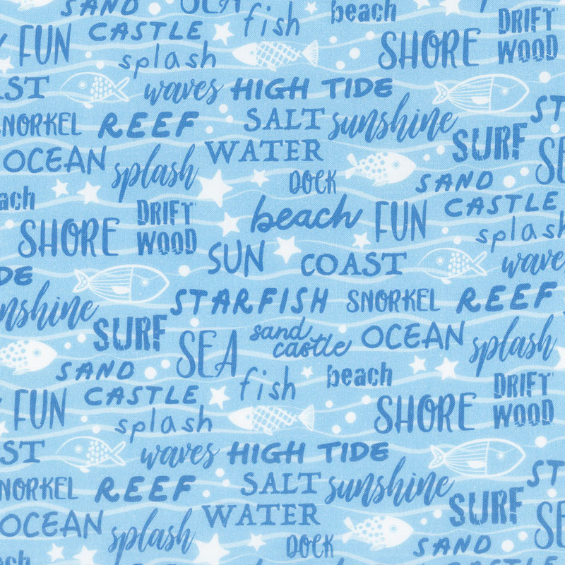 Go Fish - Seaside Script Blue Yardage