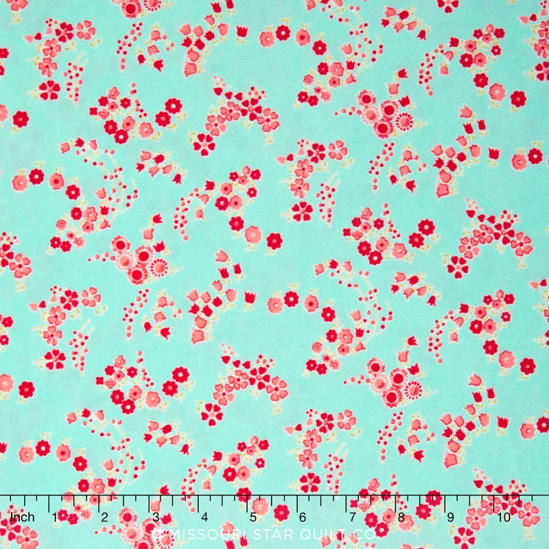 Little Ruby Flannel - Little Lady Aqua Yardage