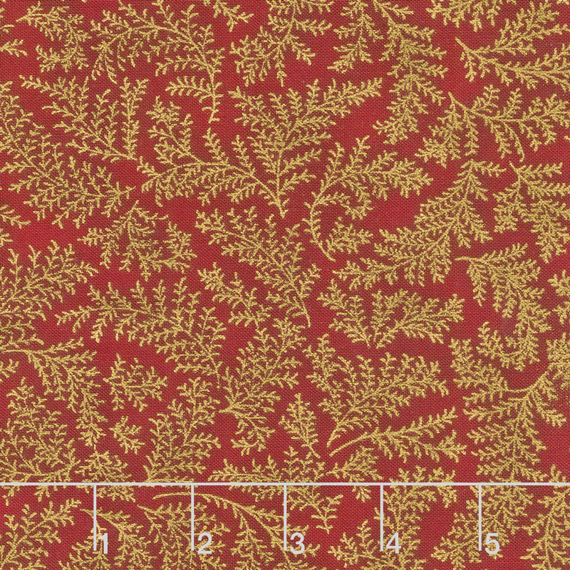 Holiday Flourish 12 - Twig Red Metallic Yardage