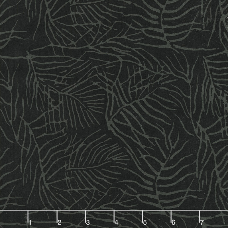 Black Beauty Batiks - Fern Black and Gray Yardage