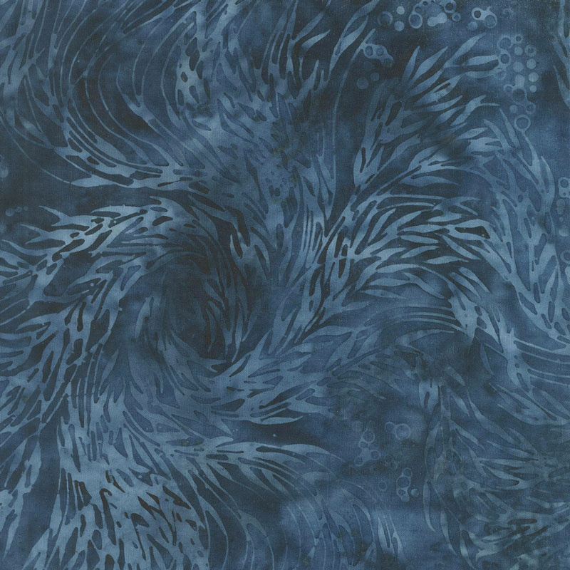 Sand Bar Batiks - Swirl Kelp Dark Lagoon Yardage