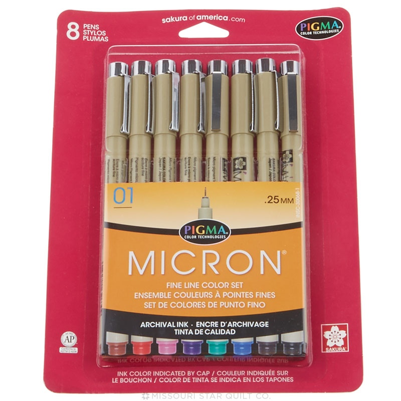 Pigma Micron Pen .25mm 8 Color Set