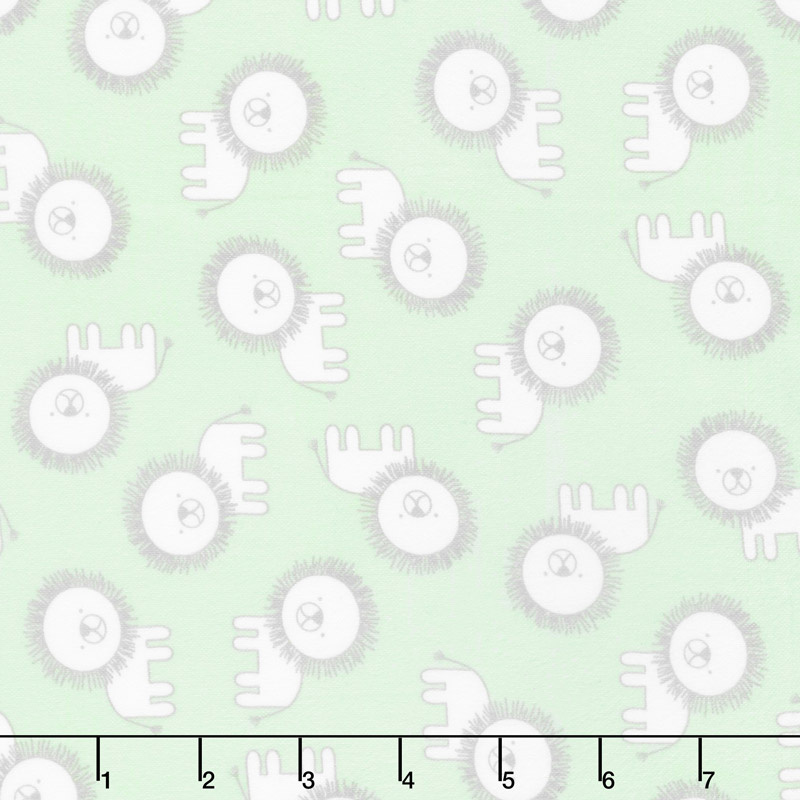 Penned Pals Flannel - Mint Colorstory Lions Mint Yardage
