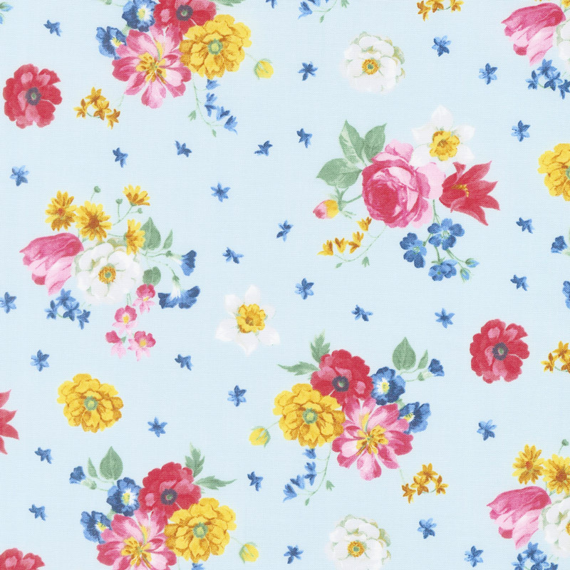 Afternoon Picnic - Floral Blue Yardage