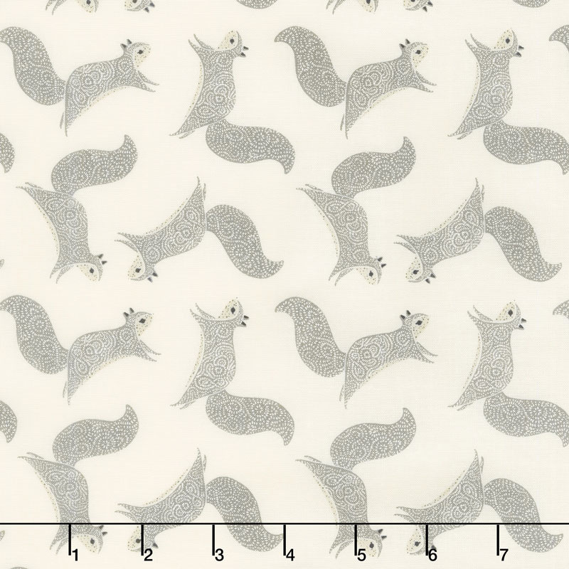 Bramble - Squirrels Cream Grey Yardage