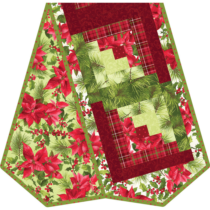Poinsettia & Pine Log Cabin Table Runner POD™ Kit