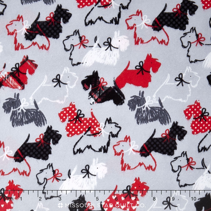 Scottie Love - Dottie Scottie Gray Flannel Yardage