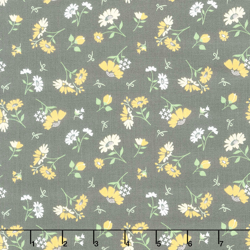 Spring Brook - Daisies Slate Yardage