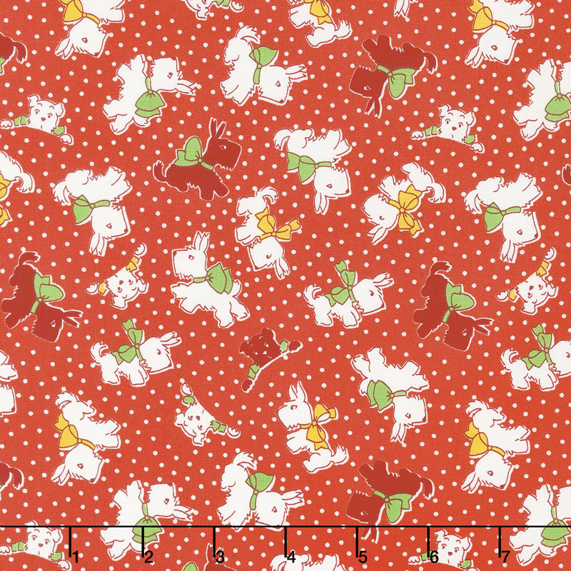Storybook Sleepytime - Sleepy Dogs Red Yardage