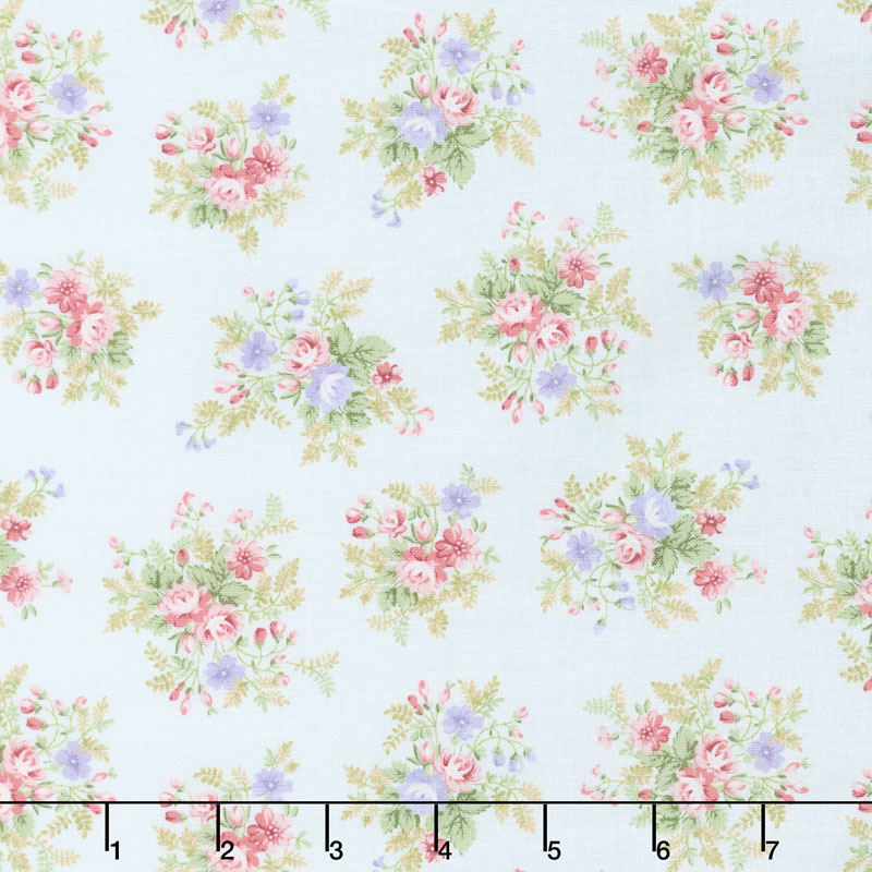 Morning in the Garden - Medium Floral Blue Yardage